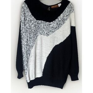 Vintage 80s Dolcezza Knit Sweater Size Large‎ 16-18 Textured Abstract Oversized